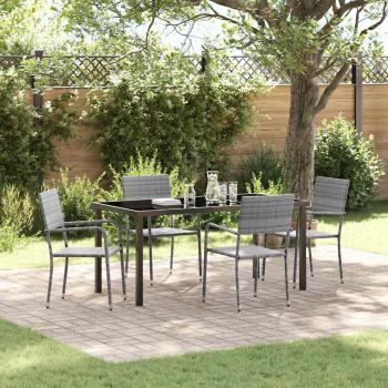 ARDEBO.de - 5-teiliges Garten Essset Grau Poly-Rattan