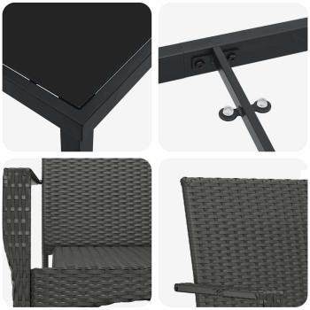 Garten Essgruppe mit Kissen 9 pcs Schwarz Poly-Rattan