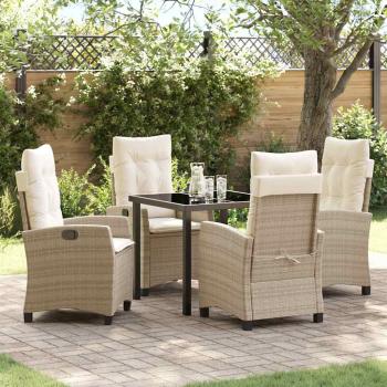 ARDEBO.de - 5-teiliges Garten-Dining-Set mit Kissen Beige Poly-Rattan