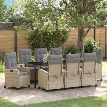 ARDEBO.de - Garten Essgruppe 9 stk. Beige Poly-Rattan