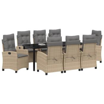 Garten Essgruppe 9 stk. Beige Poly-Rattan