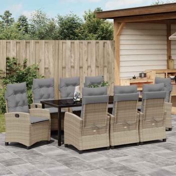 Garten Essgruppe 9 stk. Beige Poly-Rattan