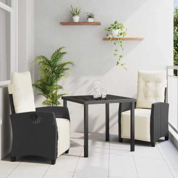 ARDEBO.de - Set aus 2 Schwarz, Cremeweiß PE-Rattan, pulverbeschichteter Stahl