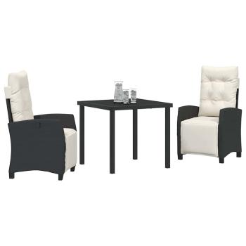 Set aus 2 Schwarz, Cremeweiß PE-Rattan, pulverbeschichteter Stahl