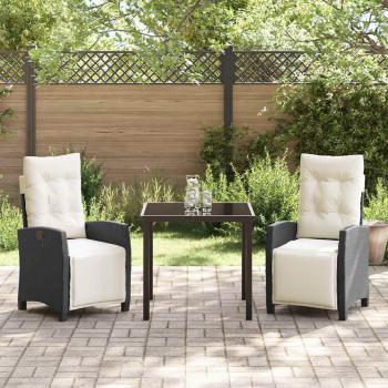 Set aus 2 Schwarz, Cremeweiß PE-Rattan, pulverbeschichteter Stahl
