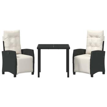 Set aus 2 Schwarz, Cremeweiß PE-Rattan, pulverbeschichteter Stahl