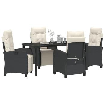 5-teiliges Garten-Dining-Set Schwarz Poly-Rattan