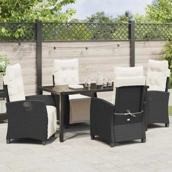 5-teiliges Garten-Dining-Set Schwarz Poly-Rattan