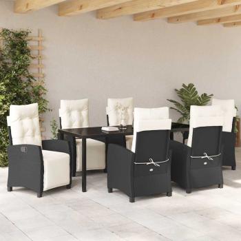 7-teiliges Garten-Dining-Set Schwarz Poly-Rattan