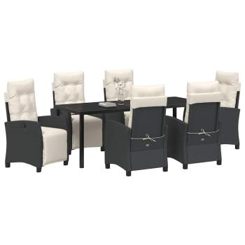Garten Essgruppe mit Kissen 7 pcs Schwarz Poly-Rattan