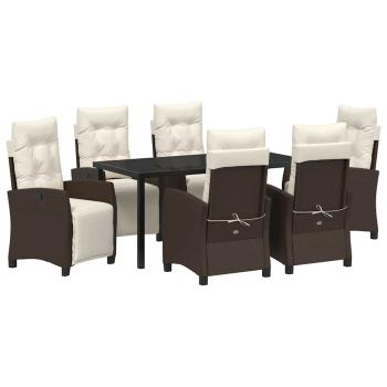 7-tlg. Garten-Ess-Set Braunes Poly-Rattan