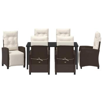 7-tlg. Garten-Ess-Set Braunes Poly-Rattan
