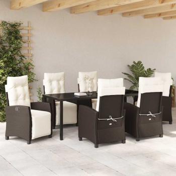 7-teiliges Garten-Essset Braunes Poly-Rattan