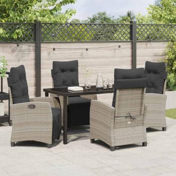 5-teiliges Garten-Esszimmer-Set Hellgrau Poly-Rattan