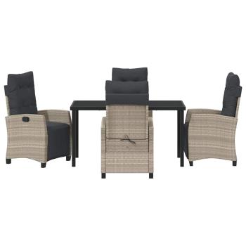 5-teiliges Garten-Esszimmer-Set Hellgrau Poly-Rattan