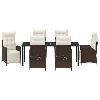 Garten Essgruppe mit Kissen 7 pcs Braun Poly-Rattan