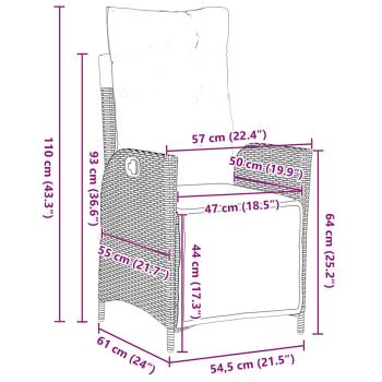 7-teiliges Garten-Esszimmer Set Braun Poly-Rattan