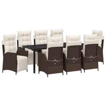 9-teiliges Garten-EssSet aus braunem Poly-Rattan