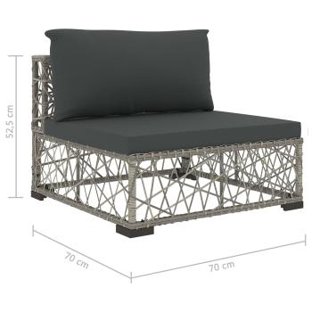 5-tlg. Garten-Lounge-Set mit Kissen Poly Rattan Grau