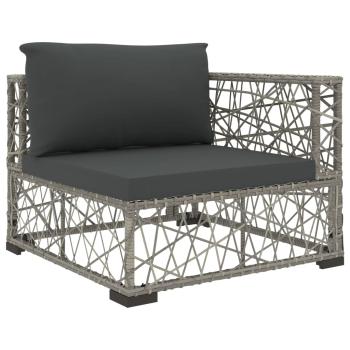 5-tlg. Garten-Lounge-Set mit Kissen Poly Rattan Grau