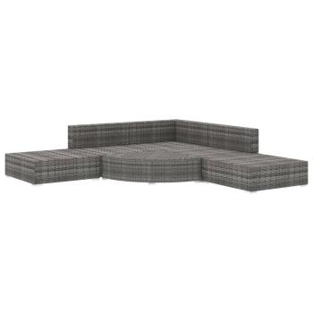6-tlg. Garten-Lounge-Set mit Kissen Poly Rattan Grau