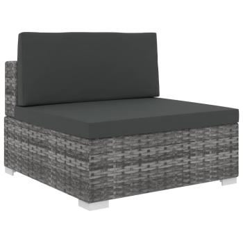 6-tlg. Garten-Lounge-Set mit Kissen Poly Rattan Grau