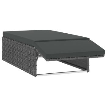 2-tlg. Garten-Lounge-Set mit Kissen Poly Rattan Grau