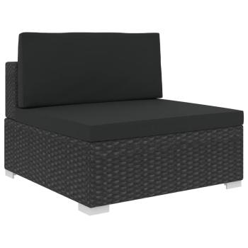 5-tlg. Garten-Lounge-Set mit Kissen Poly Rattan Schwarz