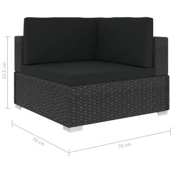5-tlg. Garten-Lounge-Set mit Kissen Poly Rattan Schwarz