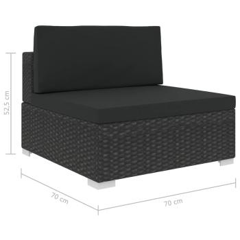 5-tlg. Garten-Lounge-Set mit Kissen Poly Rattan Schwarz