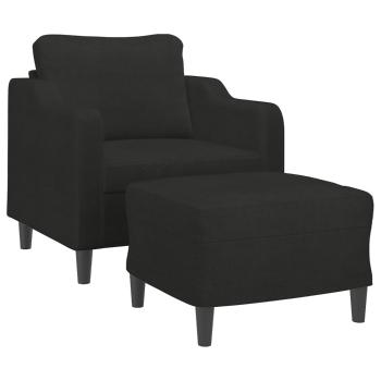Sessel mit Hocker Schwarz 60 cm Stoff