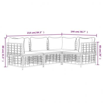 4-tlg. Garten-Lounge-Set mit Kissen Anthrazit Poly Rattan