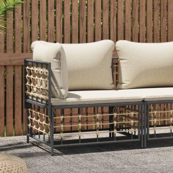 ARDEBO.de - Garten-Ecksofa mit Beige Kissen Poly Rattan