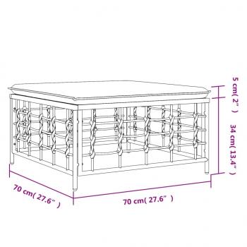 Gartenhocker mit Dunkelgrauem Kissen Poly Rattan