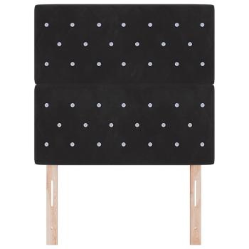 Schwarzes Samt Kopfteil mit Kristallknopfdetaillierung, 100 cm, Schwarzes Samt Kopfteil mit Kristallknopfdetaillierung, 200 cm