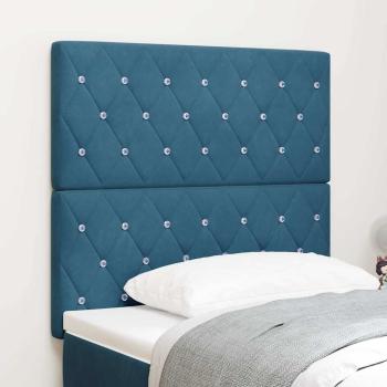 ARDEBO.de - Kopfteil Kristallknopf gepolstert dunkelblau 100 cm samt, Kopfteil Kristallknopf gepolstert dunkelblau 200 cm samt
