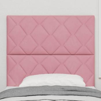 Rosa Samt Kopfteil mit Diamantblock Design 100 cm, Rosa Samt Kopfteil mit Diamantblock Design 200 cm