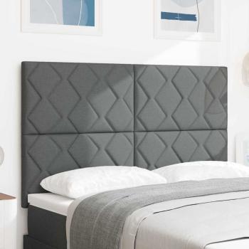 ARDEBO.de - Kopfteil Diamantblockdesign Dunkelgrau 140 cm Stoff