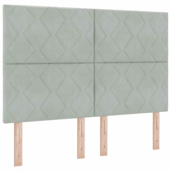 Kopfteil Diamantblockdesign Hellgrau 140 cm Samt