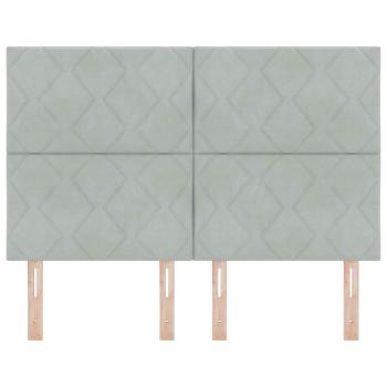 Kopfteil Diamantblockdesign Hellgrau 140 cm Samt