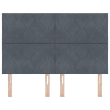 Kopfteil Diamantblock-Design Dunkelgrau 140 cm Velours