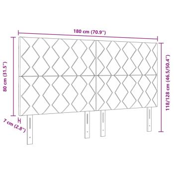 Kopfteil Diamantblockdesign Hellgrau 180 cm Samt