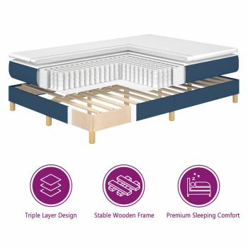 Boxspringbett mit Matratze Blau 90x190 cm Stoff