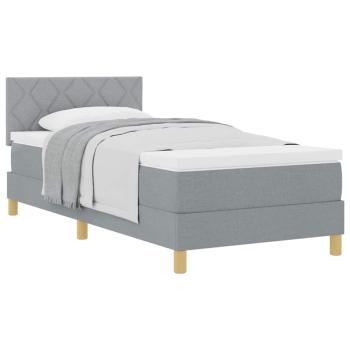 Boxspringbett mit Matratze Hellgrau 90x200 cm Stoff