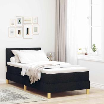 Boxspringbett mit Kissen mit Kopfteil Schwarz 90 x 200 cm Stoff