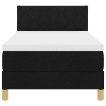 Boxspringbett mit Kissen mit Kopfteil Schwarz 90 x 200 cm Stoff