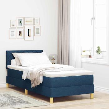 ARDEBO.de - Boxspringbett mit Kissen mit Kopfteil Blau 90 x 200 cm Stoff
