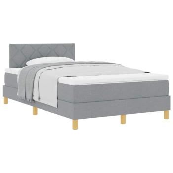 Boxspringbett mit Matratze Hellgrau 120x200 cm Stoff