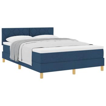 Boxspringbett mit Matratze Blau 140x190 cm Stoff