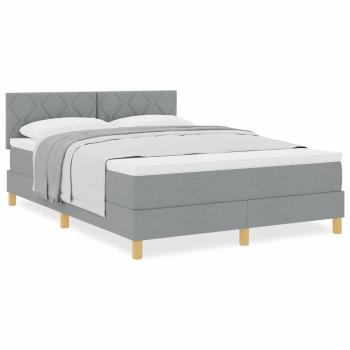 Boxspringbett mit Matratze Hellgrau 140x200 cm Stoff